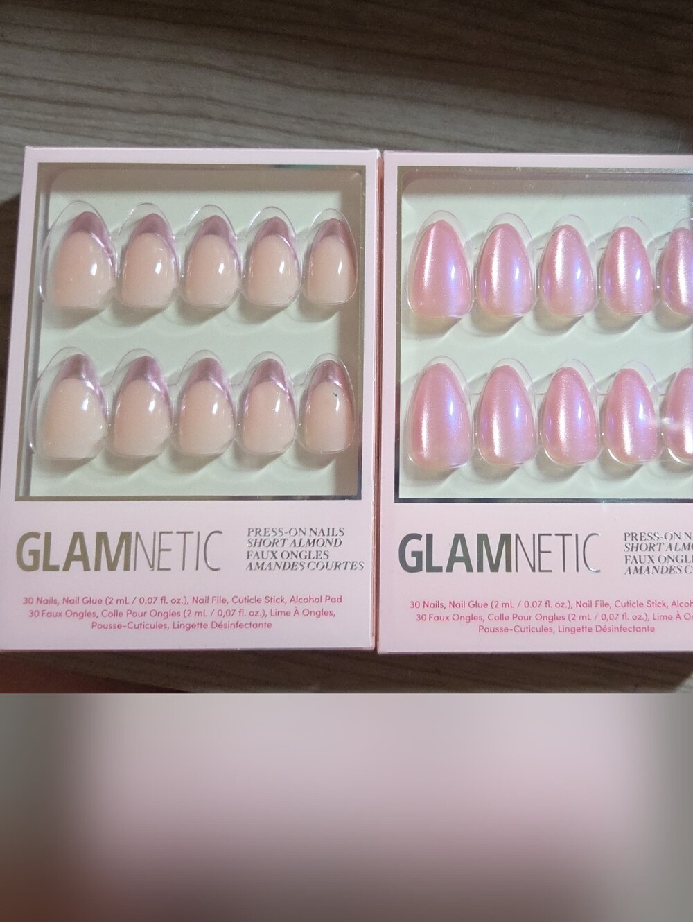 GLAMNETIC Pink Pearl & Nude Almond Press-On Nails Set Rock candy Seaspell